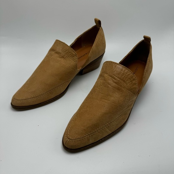 Lucky Brand Mahzan Leather Bootie Heeled Loafer Tan Brown Size 8.5 Pointed Toe - Picture 3 of 8
